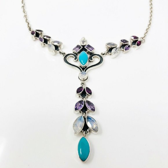 🌟NICKY BUTLER Turquoise Moonstone 8.4CT Sterling Silver Necklace Brand NEW - Picture 13 of 16